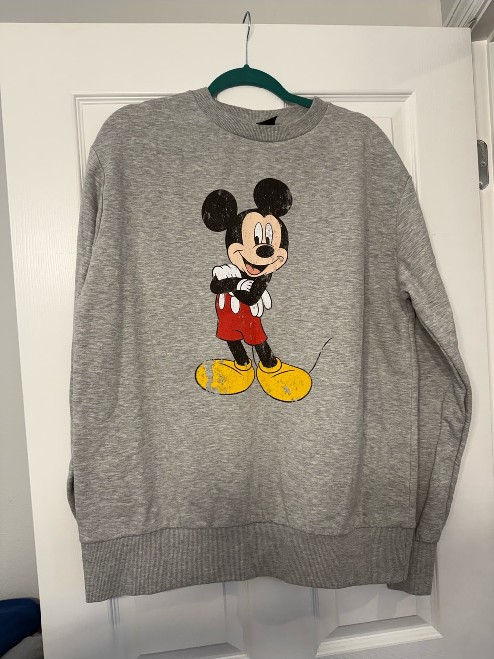 Grey Mickey Mouse Graphic Sweatshirt - Men's Crewneck Sweater - XL